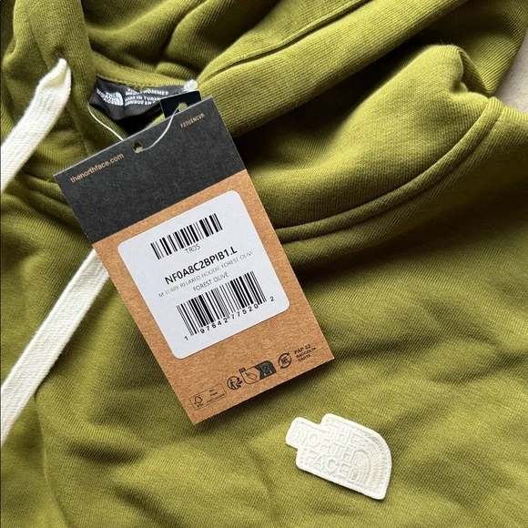 The North Face Forest Olive Green Terry Relaxed Men's Hoodie - Picture 4 of 4